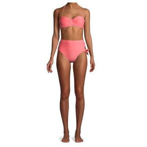 Juicy Couture 2 Piece Swimsuit Sz S Top and M Bottom Living Coral Bikini New
